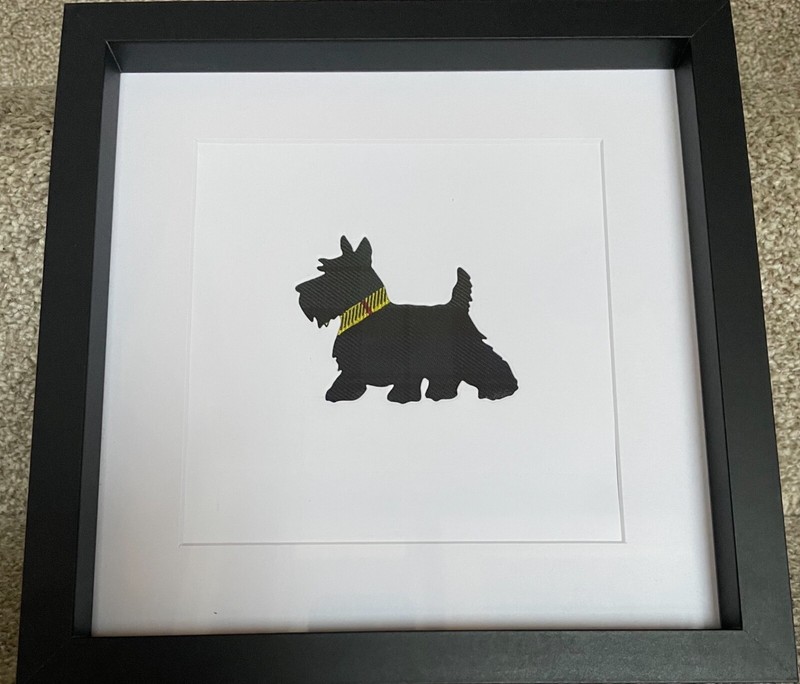 Handmade Craft picture of Tartan Scottie Dog 8×8 inch Black Frame