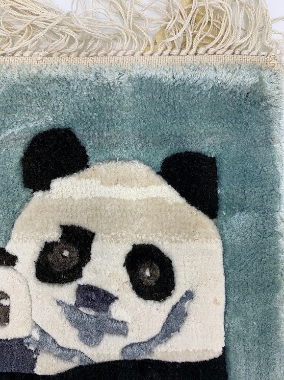 VTG Panda Bear Momma & Baby Tufted Mini Rug Wall Hanging Decorative Art 11"x13" gallery