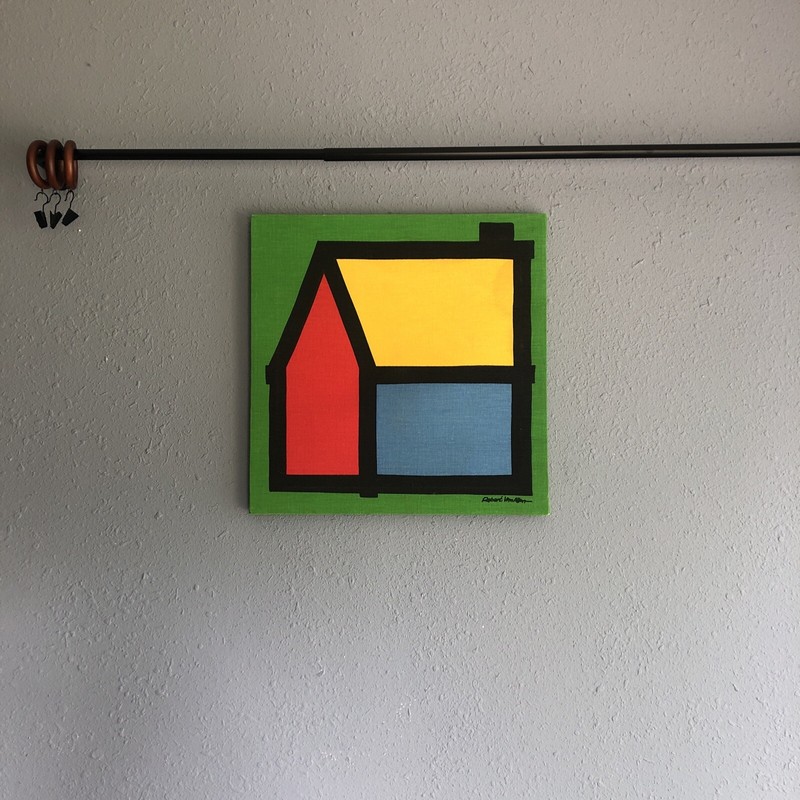 Artist Robert Van Allen 1970s Canvas Wall Art Screen Print Primary House 18” gallery