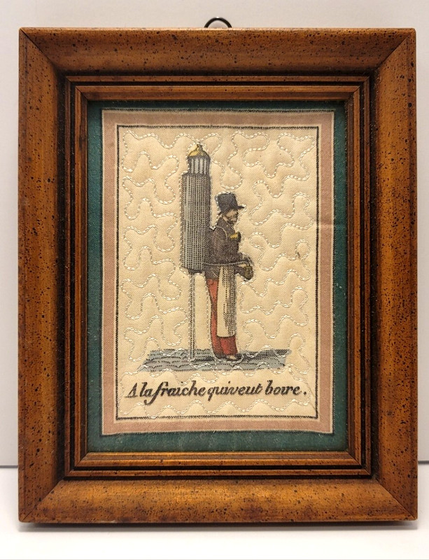 Vintage Trapunto Embroidery Art «A La Fraiche Quiveut Boire»