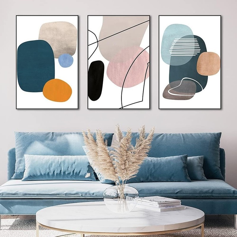 MPLONG Wall Art 3 Pieces Of Framed Decorative Paintings Abstract Simple Orang... gallery