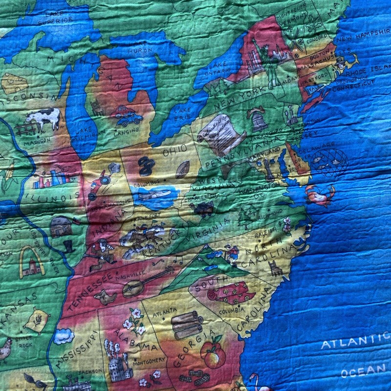 United States Map Kid's Fabric Wall Hanging Graphics 58” X 37” gallery