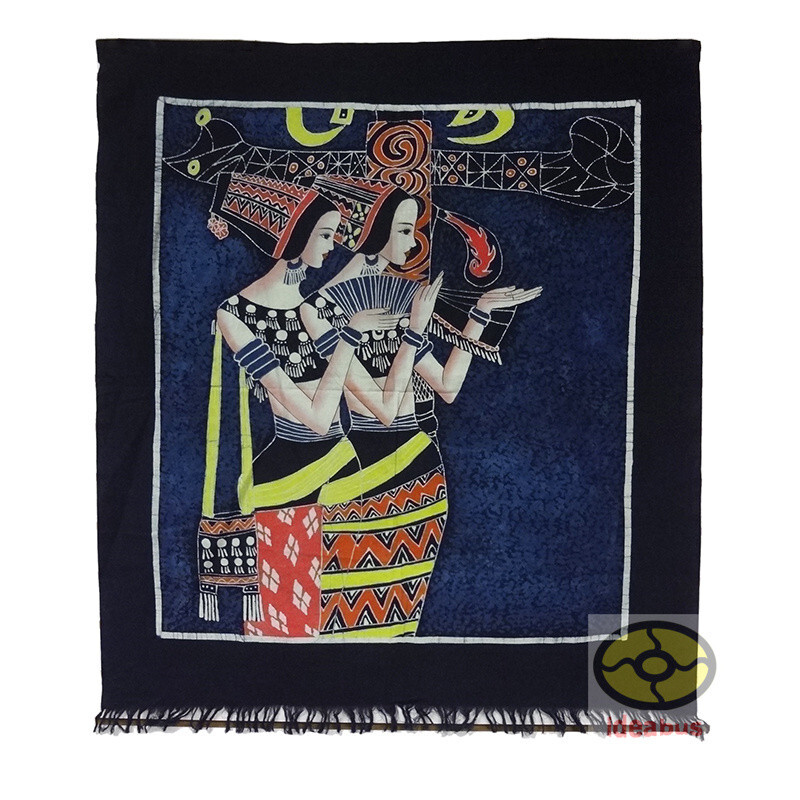 Art Wall Hanging Bright Color Batik Tapestry-China Jingpo Minority Ethnic Girls