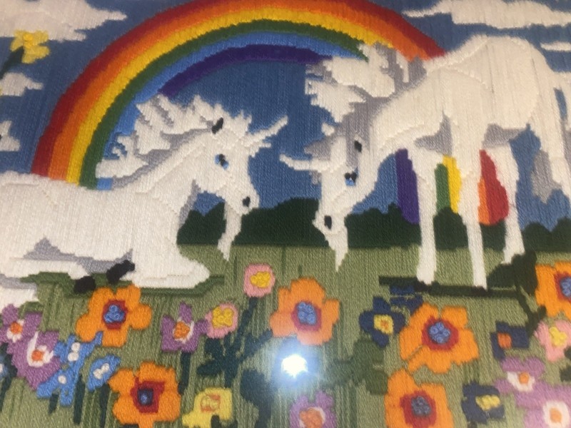 Vibrant Embroidered Unicorns 20”x 27” gallery