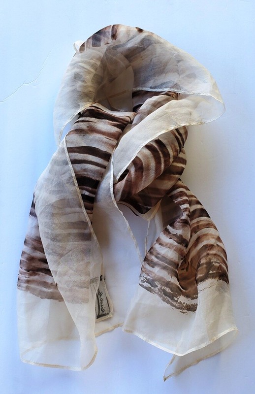 Vintage Hand-Dyed Silk Chiffon Scarf/Shawl Israel Fiber Artist Michelle Marcuse gallery