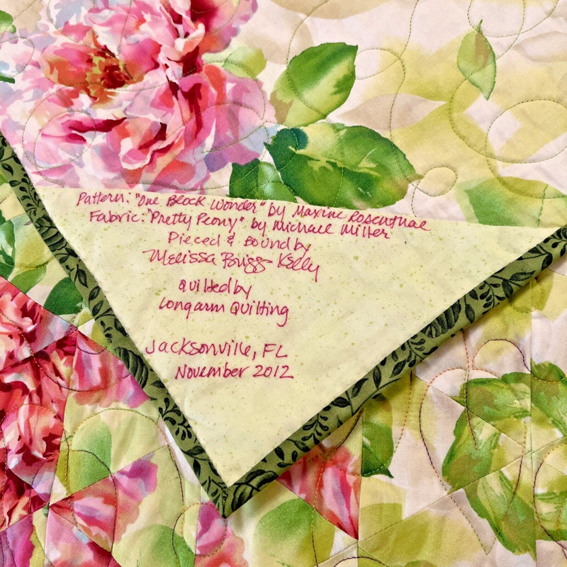 Handmade Wall Hanging/Quilt “Pretty Peonies”By Melissa Briggs Kelly, 61″ x 62.5″