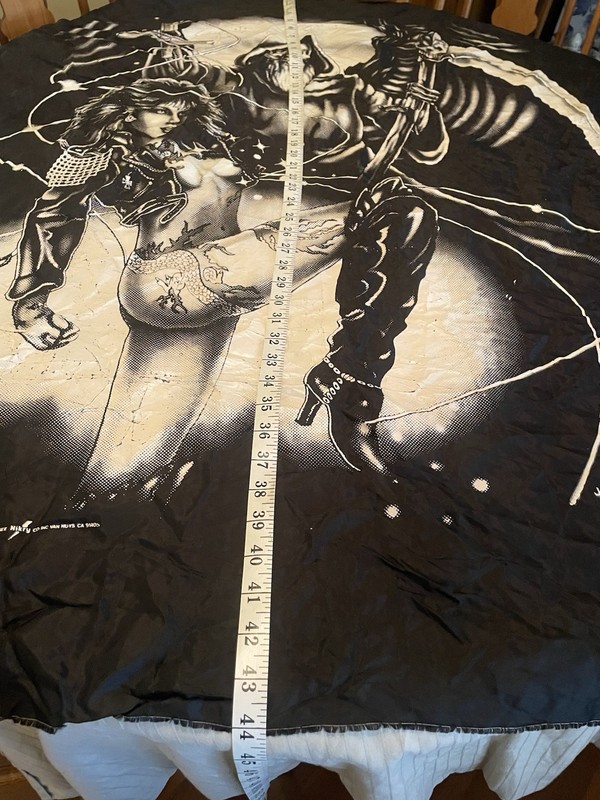 1989 Tapestry Just Brass Nikry Vintage Pinup Naked Girl Grimm Reaper Metal Black gallery