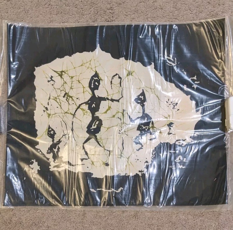Vintage Art Of Batik Original Fabric 17″X14″ Sealed In Plastic Bow