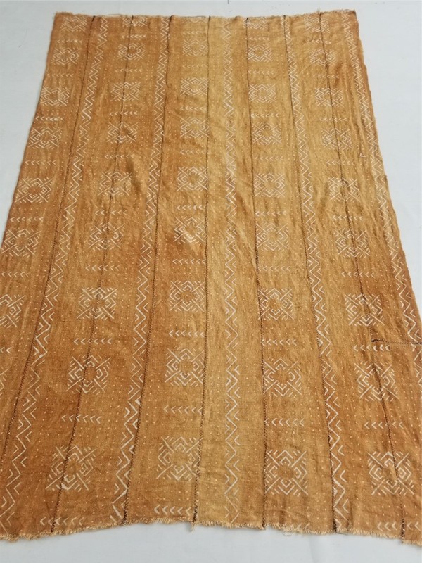 Vintage African Handwoven Tribal Symbols Mud Cloth Cotton Textile 164x110cm