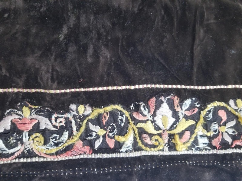 Antique Rare Italian Flame Stitch Velvet Textile Runner 122x22in gallery