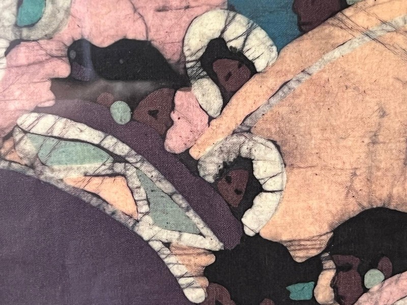 Vintage Alice Valdez Fabric Batik Art of Native American Woman Children Sleeping gallery