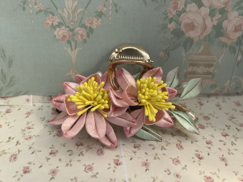 Vintage Mulberry Silk Hand Wrapped Flowers Chinese Traditional Chanhua hair claw