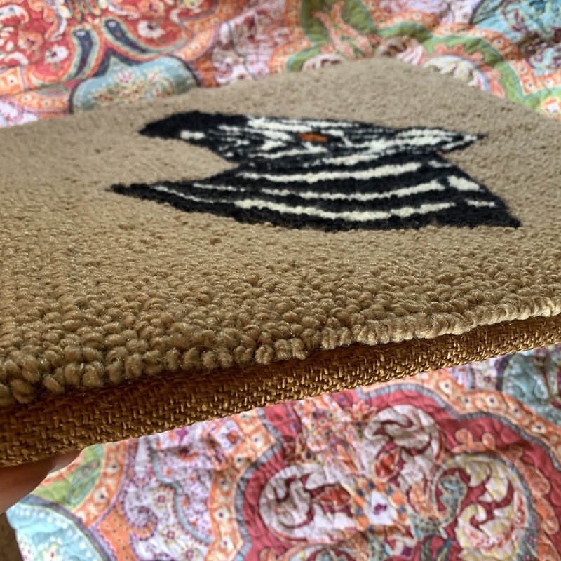 Vintage MCM Zebra Carpet Tufted Rug Wall Art Wood Frame 22 In 70s Animal Art gallery