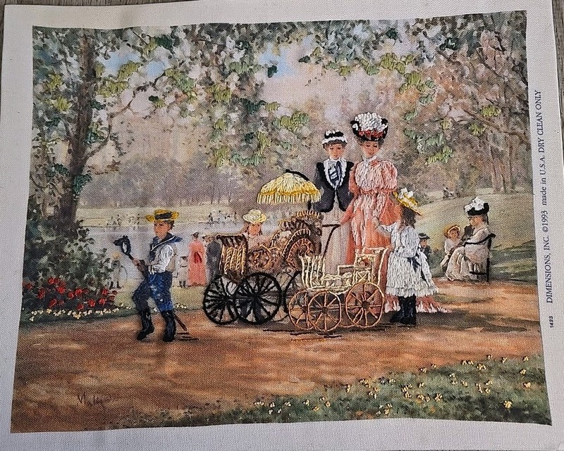 vintage 1993 Dimensions Crewel Embroidery «A Walk in the Park» Alan Maley