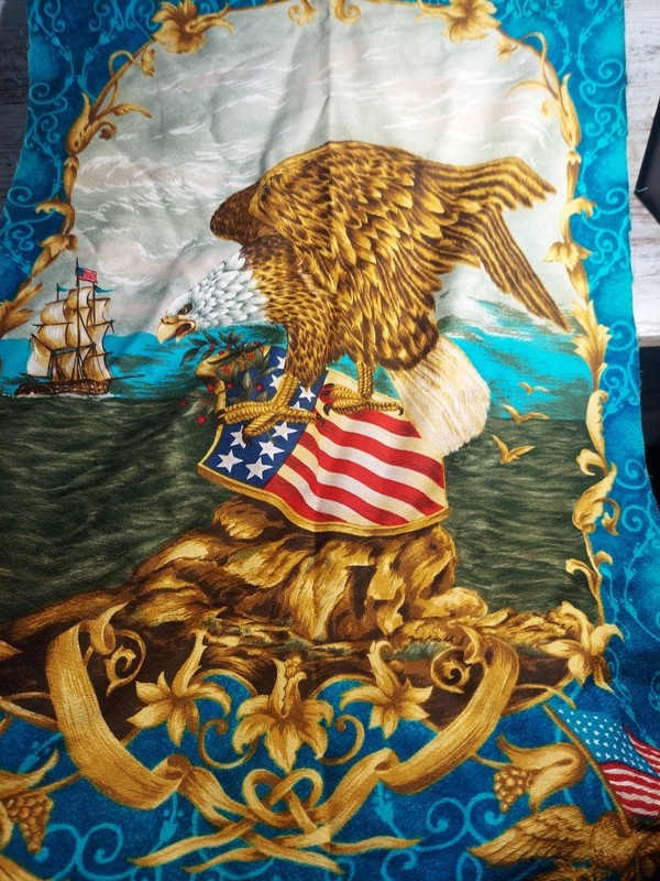 Vintage Wesco Reltex USA Made Flag Patriotic Eagle Themed Fabric Wall Tapestry gallery