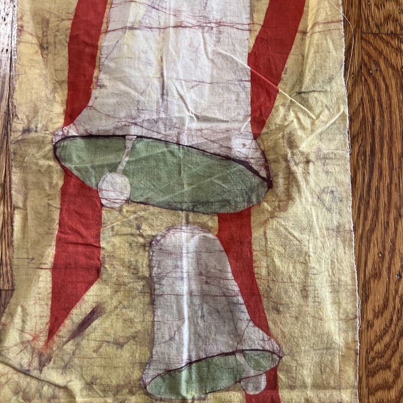 Vintage Batik Christmas Bells 11” x 33” 1970s Hippie Bohemian Country USA gallery