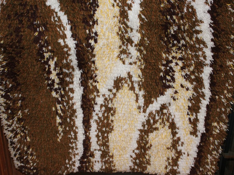 Vintage~RYA~Brown~Large~HOOKED~Shag Rug~WALL HANGING~MCM~40" x 66"~SO C@@L! gallery