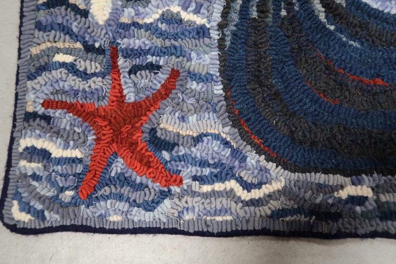 Handhooked Wool Mermaid Rug Lucile Fester Grace Ayres Folk Art 2014 34”x22” C2 gallery