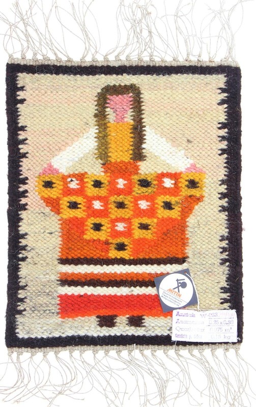 Vintage Small 1970's Polish Textile Wall Hanging THE FLOWER SELLER 31cm gallery