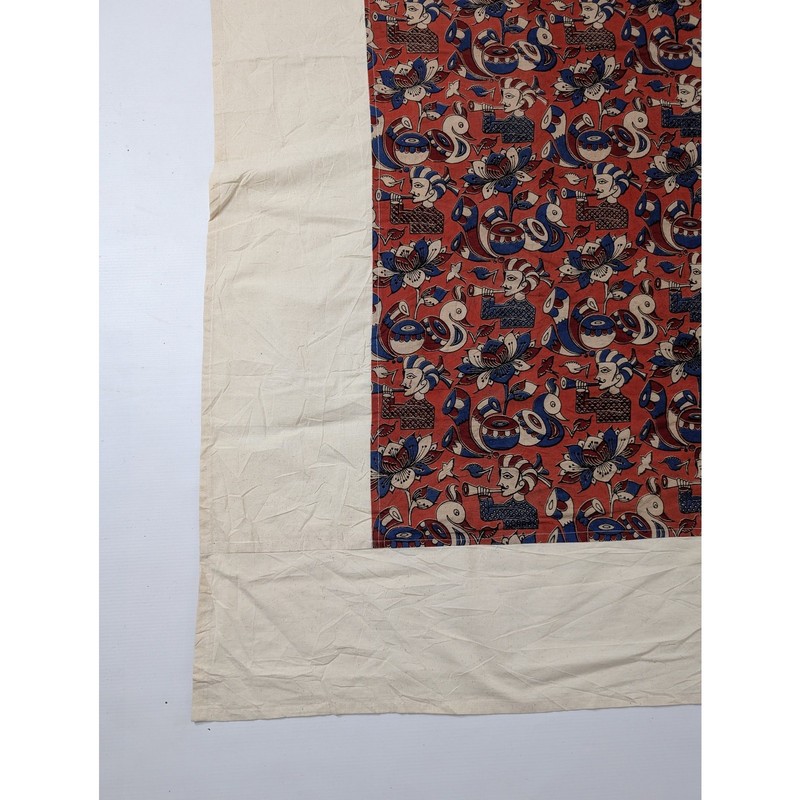 Vintage Indian Kalamkari Style Musician Cotton Textile 85x58in gallery