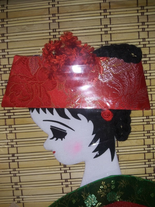 2 Bamboo Scrolls Applique Fabric Geisha Japanese Wall Hanging Art 38" X 13"Wide gallery