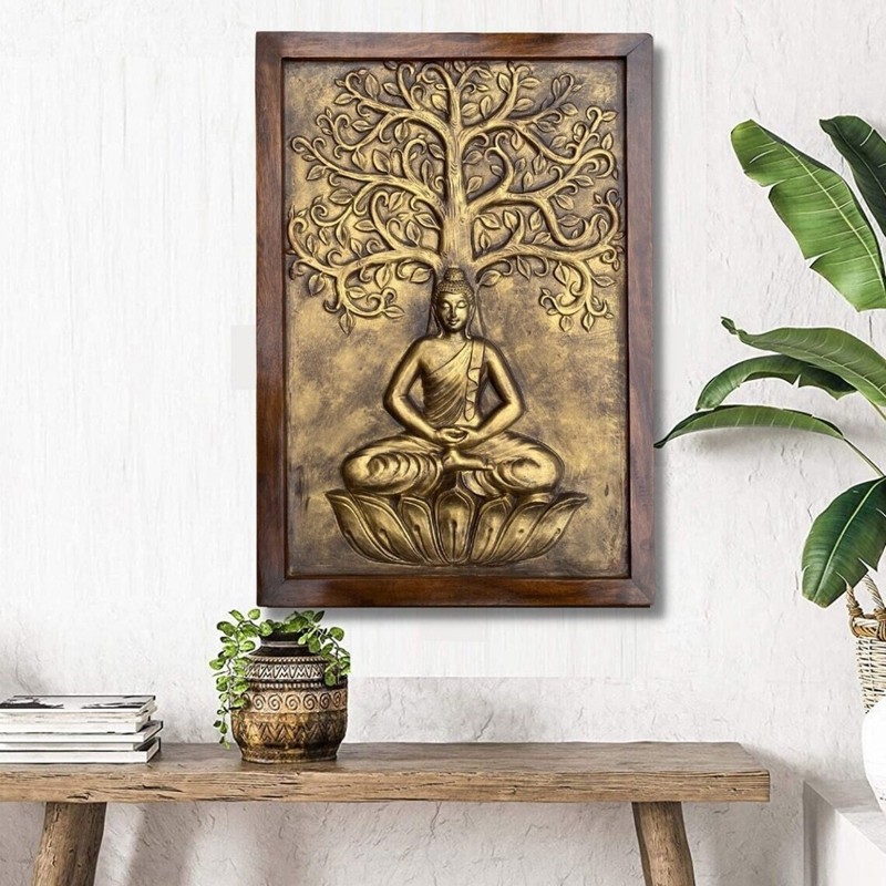 Gautam Buddha Wall Hanging, 3D Buddha Wall Mural, Meditation Wall Art gallery