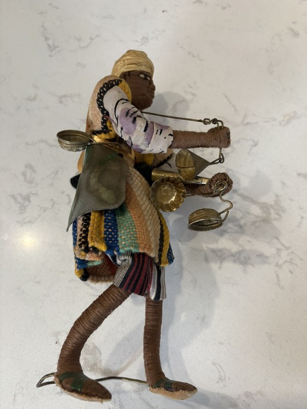 Moroccan Leather Wool Tin Wired Intention Doll. Very Well Made. Eleven Inches. gallery