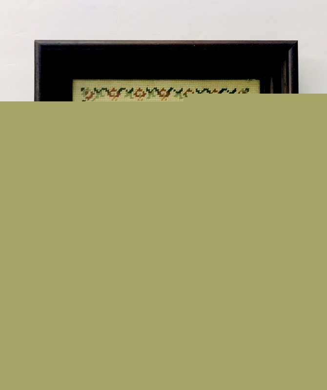 Vintage Needlepoint Girl Watering Flowers Deep Shadowbox Wood Frame