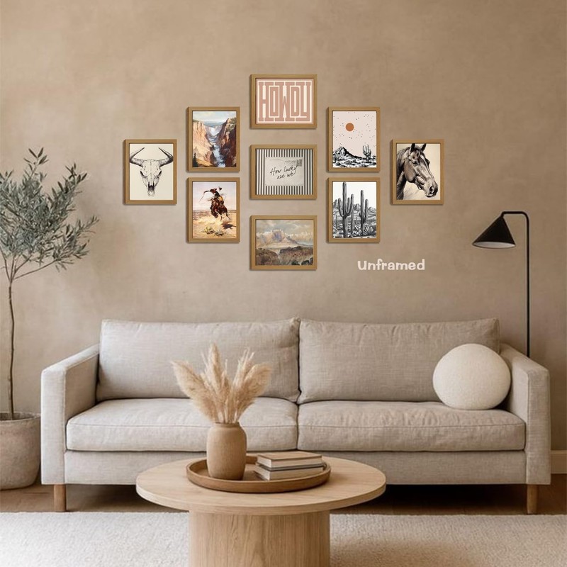 Western Desert Cowboy Posters Wall Art Set of 9, Boho Western Ranch Canvas Wa... gallery