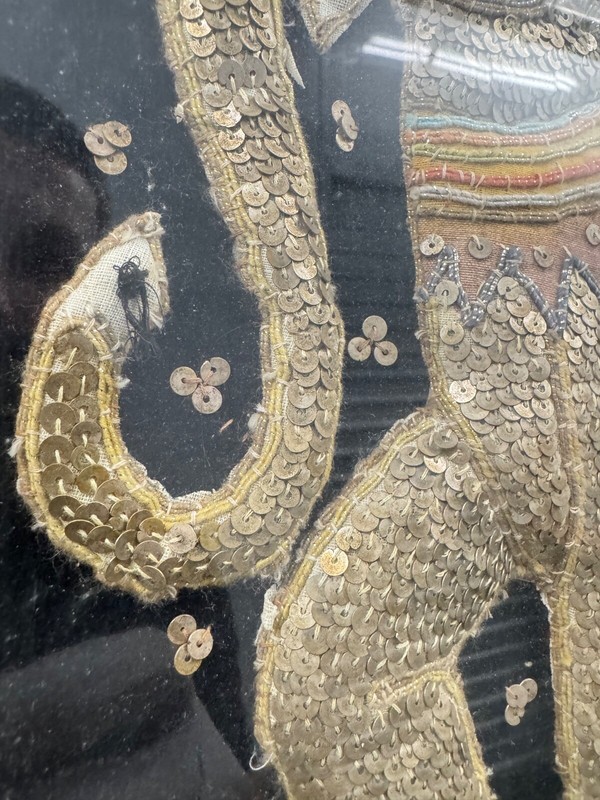 Vintage Thai Handcrafted Embroidered Wall Art – Elephant & Deity gallery