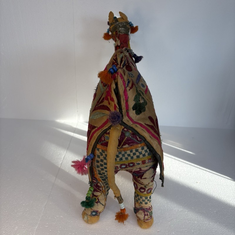 Vintage India Folk Art Camel Woven Fabric Mirrors Beads BOHO Rajasthan 15” READ gallery