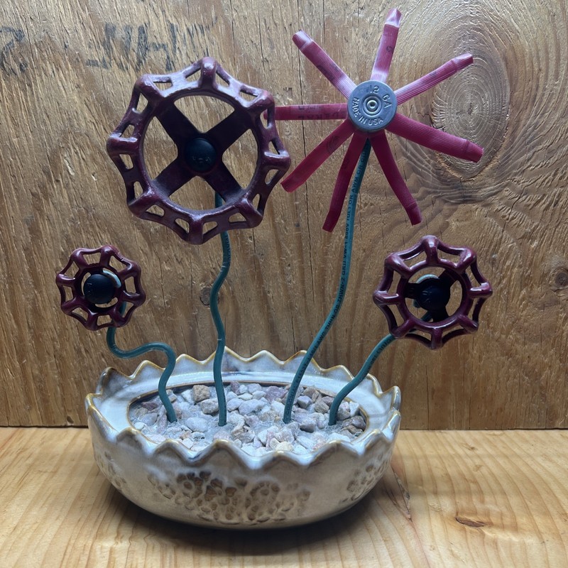 Shotgun Shell And Spigot Homemade Floral Display Pottery