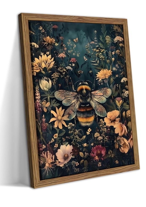 Vintage Framed Wall Art Bee Canvas Prints, Dark College Animals Flowers Wall …