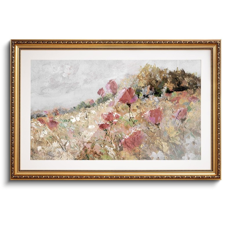 VIYYIEA Gold Framed Large Wall Art Canvas Print Home Decor Flower Art Vintage…