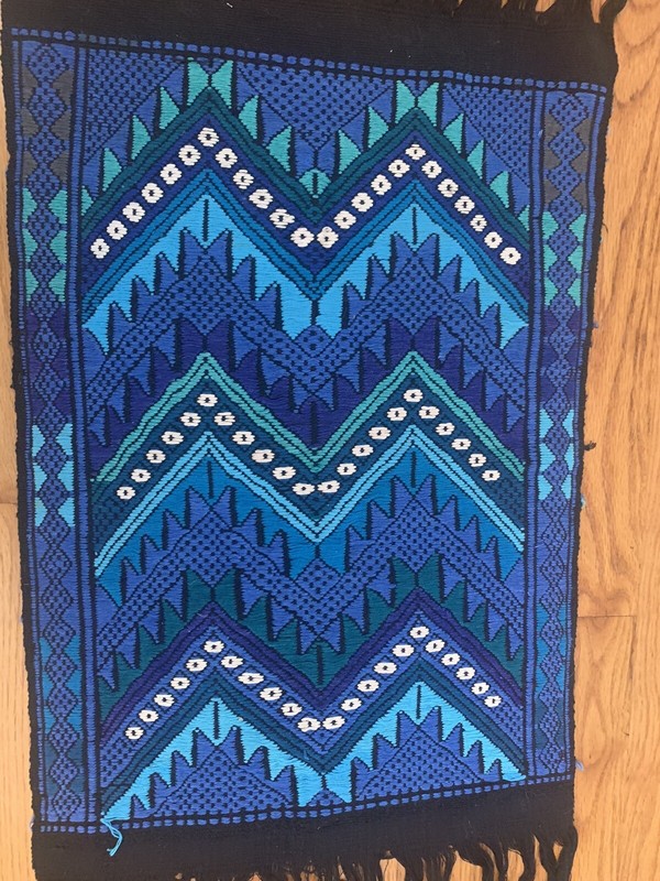 Beautiful Handwoven Tapestry Blue Green White. Estimate Size 24X16 Inches gallery