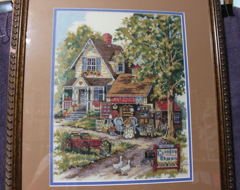 ANITQUE CHARM cross stitch COMPLETED from Sunset Kit hand stitched please read gallery