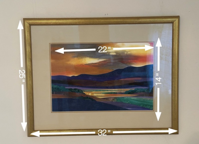Jo Diggs “Sunset Symphony In Silk” Portland Maine Quilt Art Handmade Framed 32” gallery