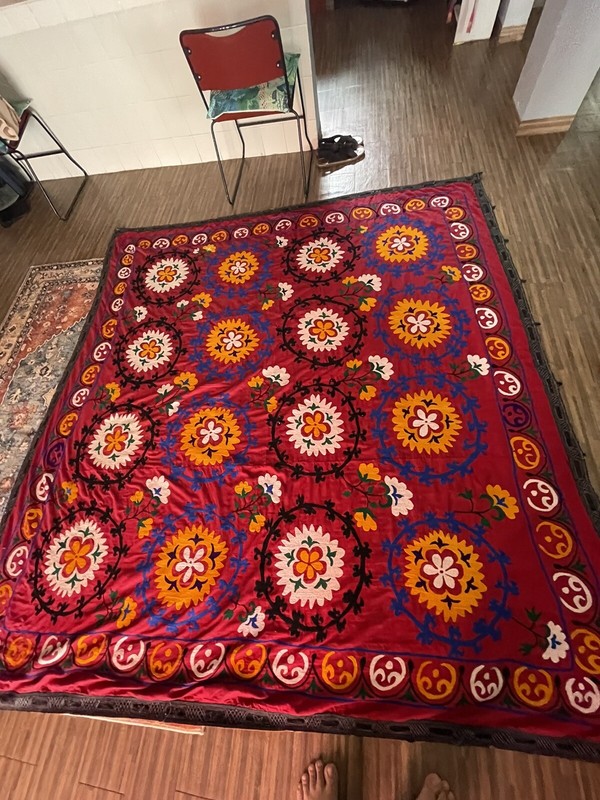 Antique Rare Handmade heirloom Suzani Textile Uzbek Handmade gallery
