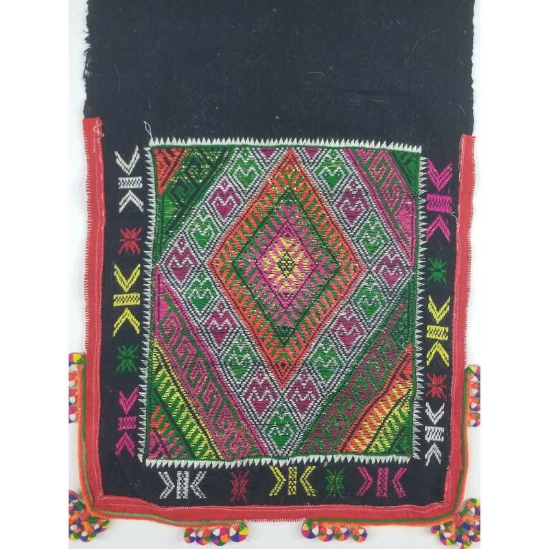 Vintage Traditional Hmong Tribal Hand Woven Geometric Textile 162x37cm gallery