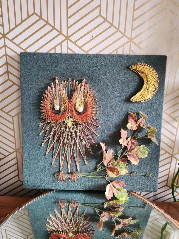 Vintage Handmade Owl Nail String Art