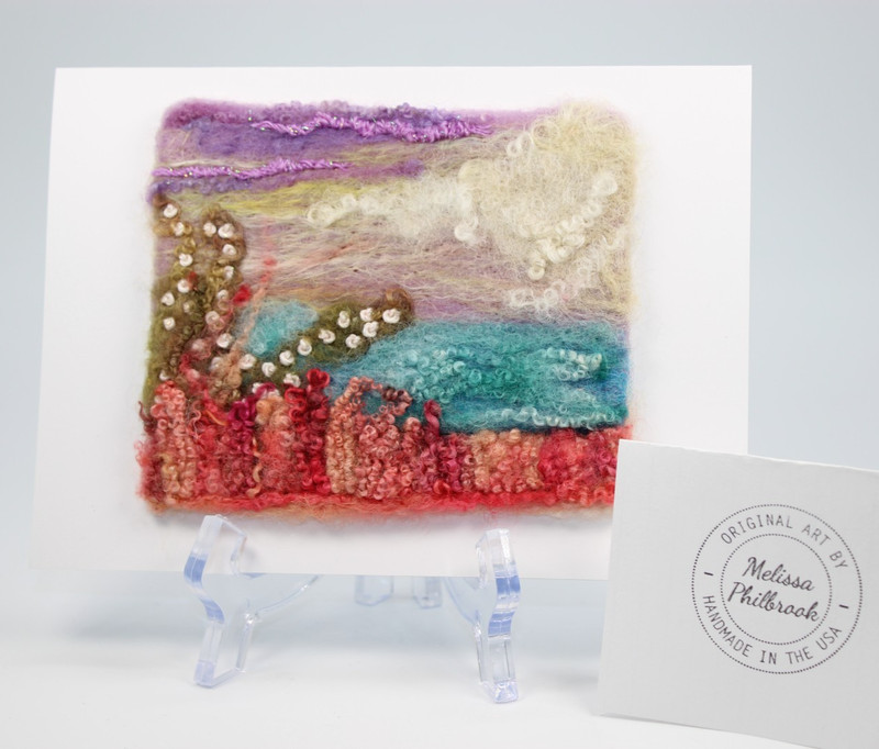 Original Felt By the Shore Picture Card Needle Felted Handmade Melissa Philbrook gallery