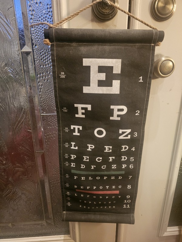 Vintage Snellen Canvas EyeChart, Scroll Style W/Rope Hanger-Very Good