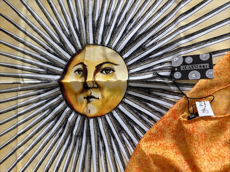 House of “Fornasetti” “Sole” Vintage Silk Scarf 53” X 53” Inches gallery