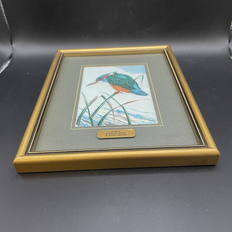 Cash Woven Silk Picture Kingfisher Vintage Framed Bird gallery