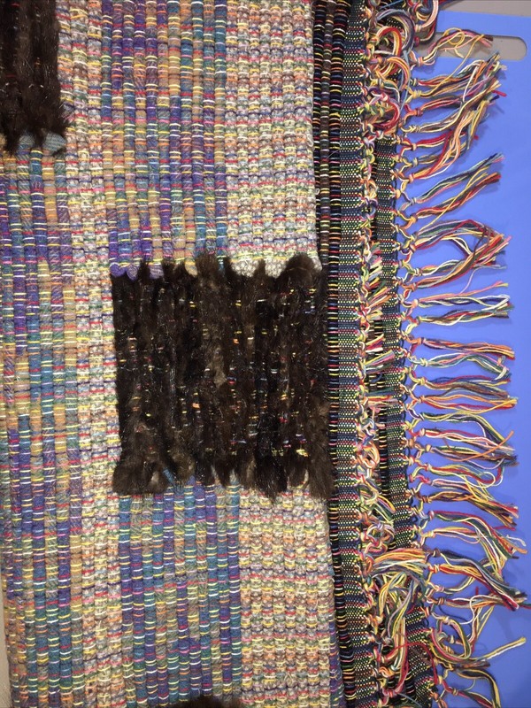 Woven Wall Hanging Or Rug, Wool With Fur, 28”x58” including Fringe handmade, BS gallery