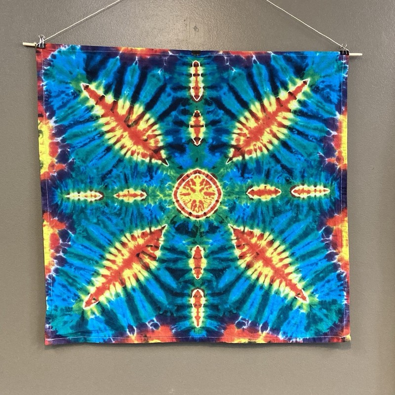 Handmade Tie Dye Mandala Flower Small Tapestry on 100% Cotton