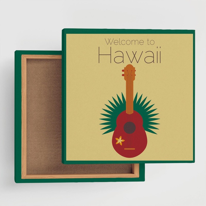 Ukulele Hawaiian Art Panel 30cm Canvas Fabric Decor Japan