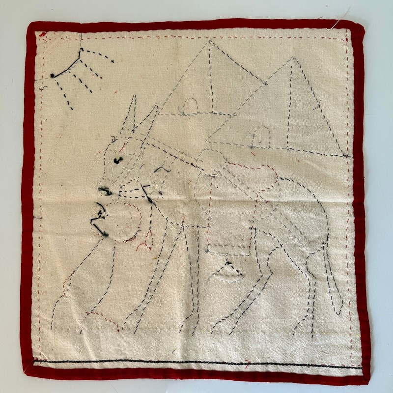 Vtg Khayamiya Egyptian Wall Hanging Hand Sewn Applique Textile Art Donkey Tents gallery