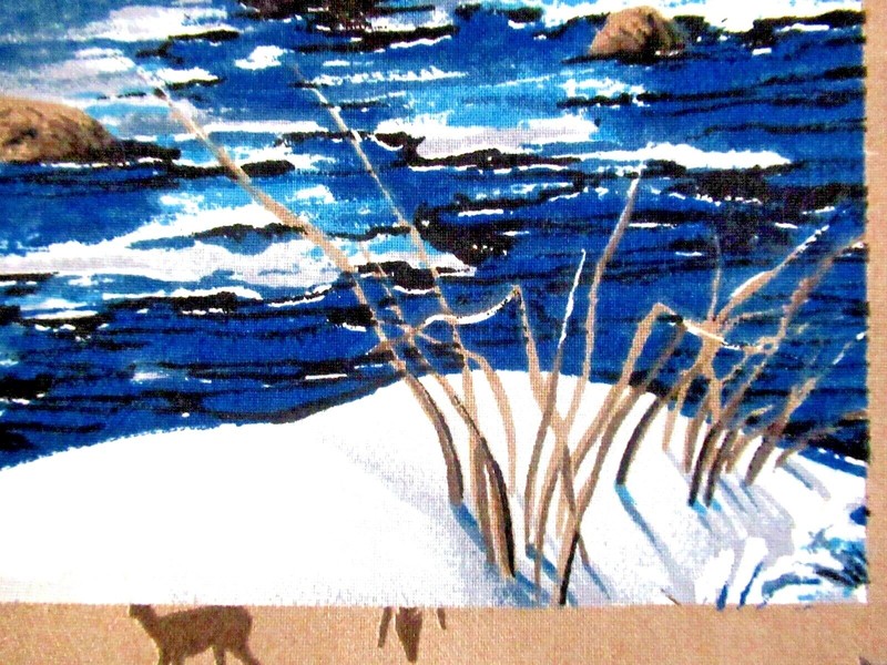 "DEER BY THE STREAM" ~ (FABRIC ART / QUILTING / WALL HANGING) ~ **(18" X 18")** gallery