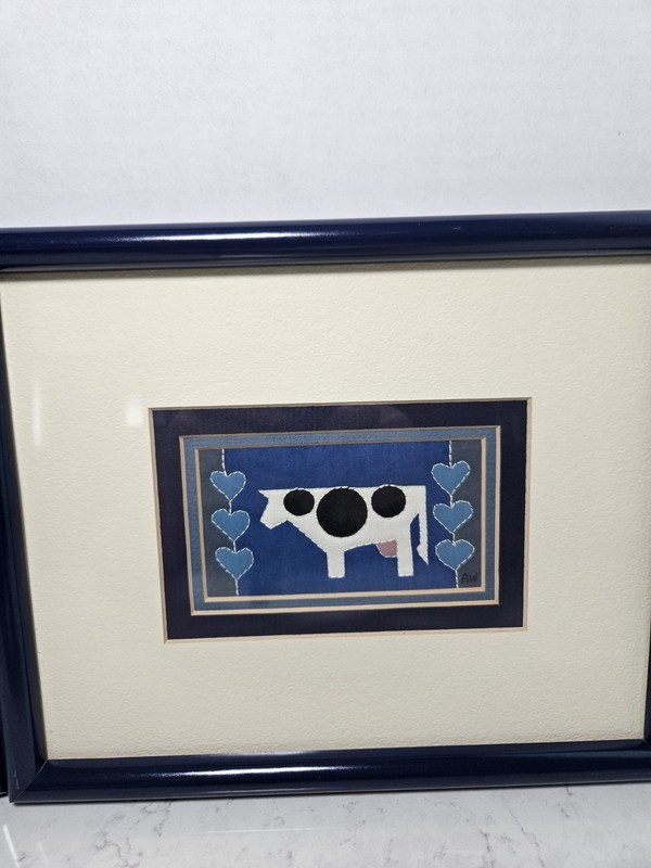 Alice Woodrome 2 Framed Quilted Serigraph Art Iris And Cow gallery